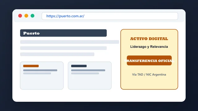 Vista del activo digital estratégico puerto.com.ar y transferencia formal